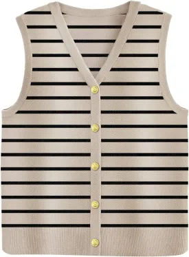 Zeagoo Womens Sweater Vest V Neck Button Down Shirts Trendy Knit Sleeveless Cardigan Top Shirt S-XXL